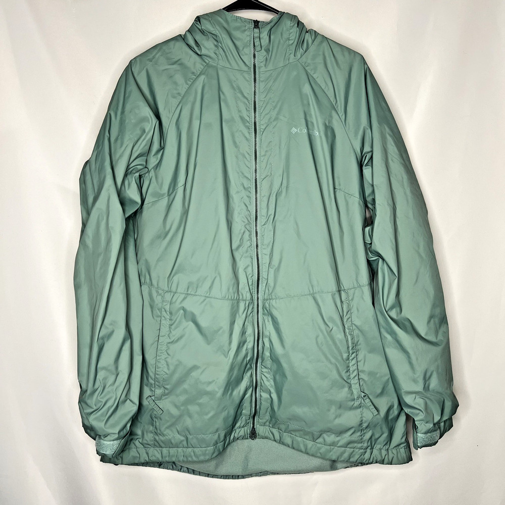 Columbia Jacket Women XL Switchback II Lined Long Mint Green Water Resistant